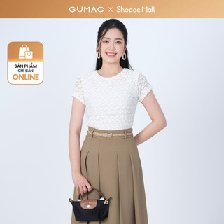  Áo thun ren nữ GUMAC tay ngắn cổ tròn ôm nhẹ nhàng  LATF0918 
