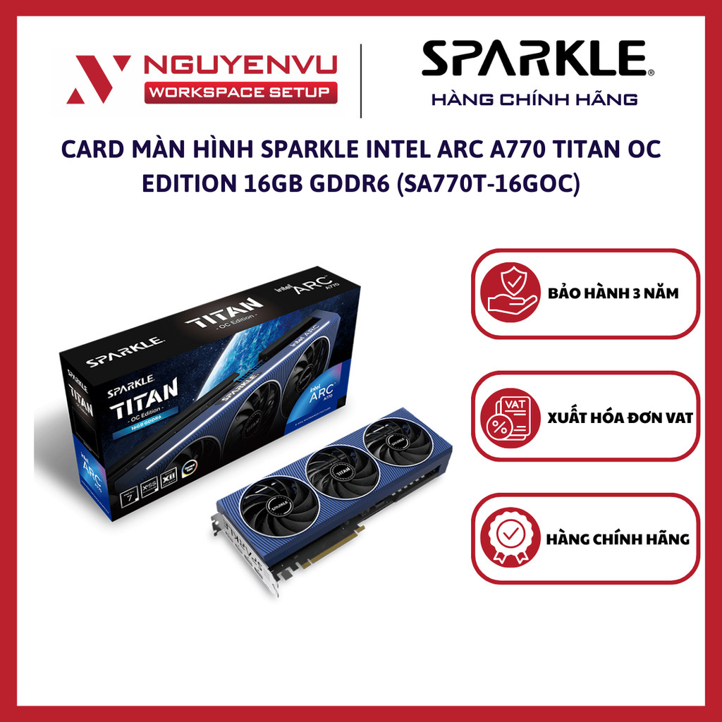 Card màn hình SPARKLE Intel Arc A770 TITAN OC Edition 16GB GDDR6 (SA770T-16GOC) - Hàng Chính Hãng