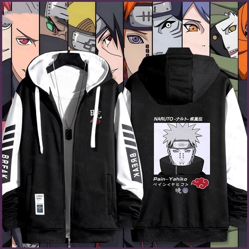BH5 NARUTO Uzumaki Naruto Sasuke anime Dây Kéo Áo Khoác Áo Unisex Top BH5