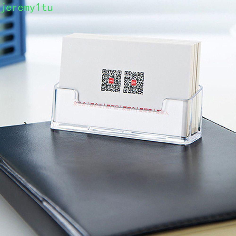 JEREMY Business Card Holder Acrylic Clear Memo Clip Holder Kệ trưng bày Kệ để bàn Hộp đựng máy tính 