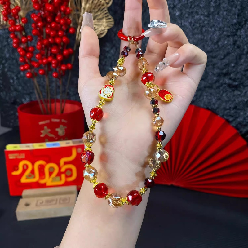 Dễ Thương Phim Hoạt Hình May Mắn Mèo Tinh Thể điện Thoại Dây đeo đơn Giản Phong Cách Treo Dây đeo Ch
