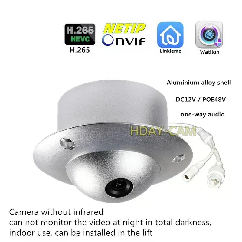Camera giám sát mạng POE đĩa bay 4K H265 cho thang máy HD 4MP và 5MP 8MP Camera giám sát âm thanh