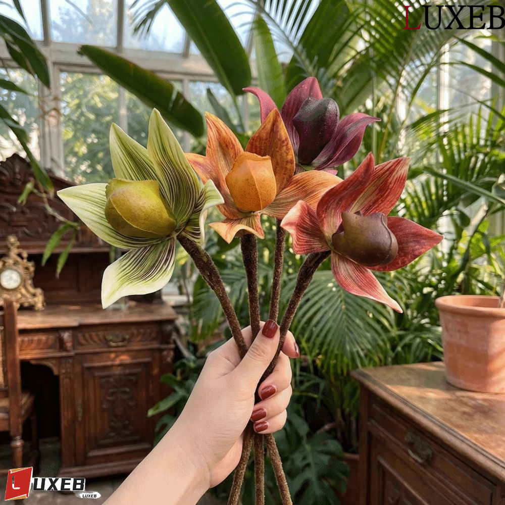 Dép nhân tạo LUXEB Hoa lan, Cảm ứng thực tế giống như thật Mô phỏng hoa lan, Sắp xếp hoa đơn nhánh h