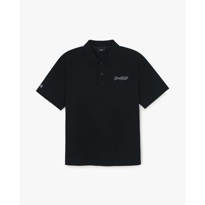 MLB - Áo polo unisex cổ bẻ tay ngắn Varsity Small Cursive_3APQV0163-50BKS