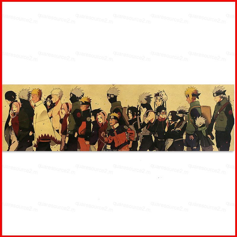 SQ2 Naruto Anime Poster Nghệ Thuật Treo Tường Retro Giấy Kraft Vẽ Kakashi Obito Itachi Phòng Ngủ Trẻ