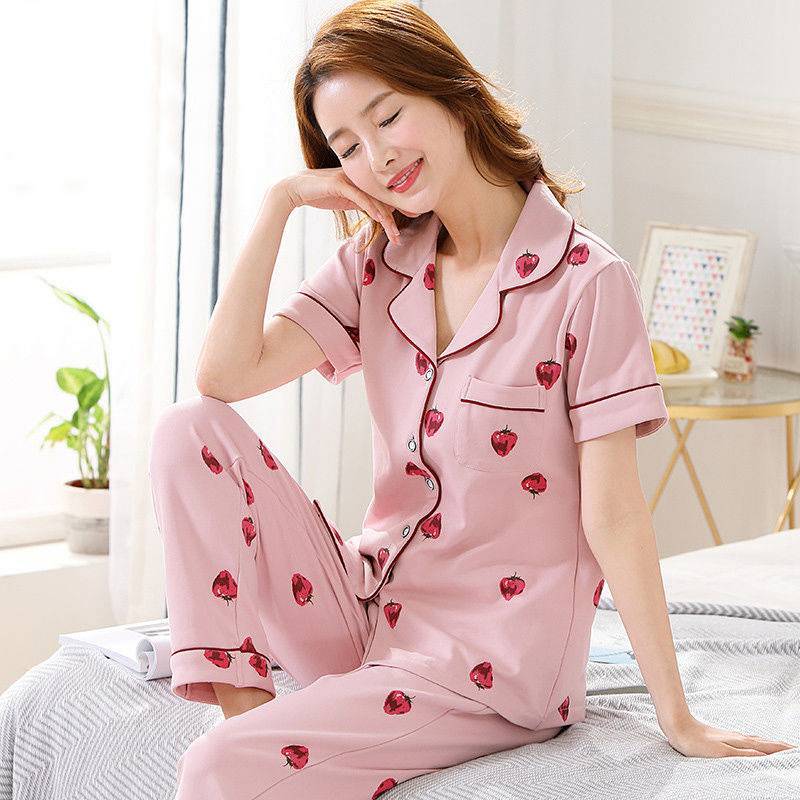 Sweet Set% Pajamas Women's Summer Short-Sleeved Spring and Autumn Large Size Pajamas Winter Women's 