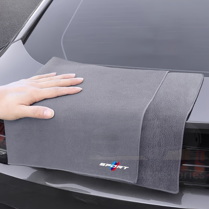Khăn tắm ô tô lông cừu san hô cao cấp BMW M Sport Lint miễn phí hai mặt cho kính sơn và gương