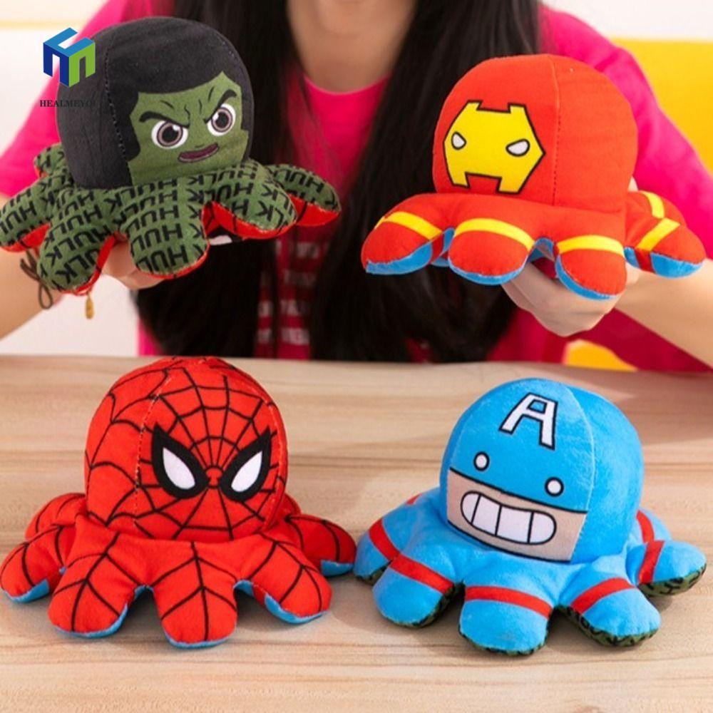 HEALMEYOU Flip Plush Toy, Hulk Spider Man Flip Octopus Plush Toy, Children Iron Man Nhân vật Anime d