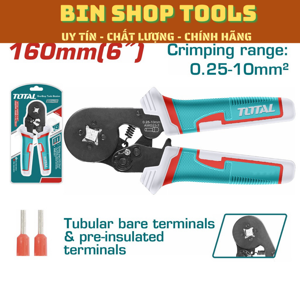 Kềm bấm cos đầu dây cách điện AWG23-7 Total THCPG2510