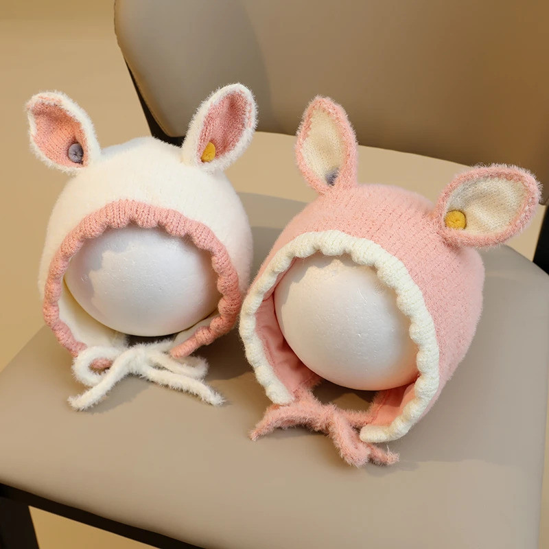 Mũ bé gái dễ thương mũ đan cho bé gái mùa thu đông mũ đan thời trang cho bé gái mũ bảo vệ tai cho bé