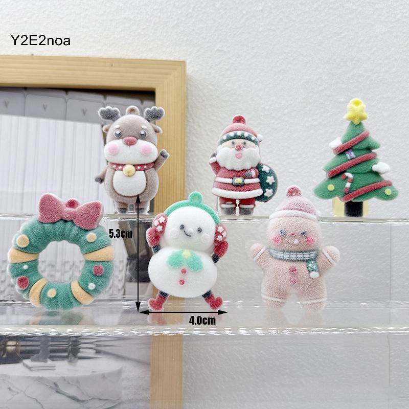 Y2E2noa 2 / 6 Chiếc Hoạt Hình Giáng Sinh Móc Khóa Kawaii Đổ Xô Người Tuyết Ông Già Noel Ba Lô Trang 
