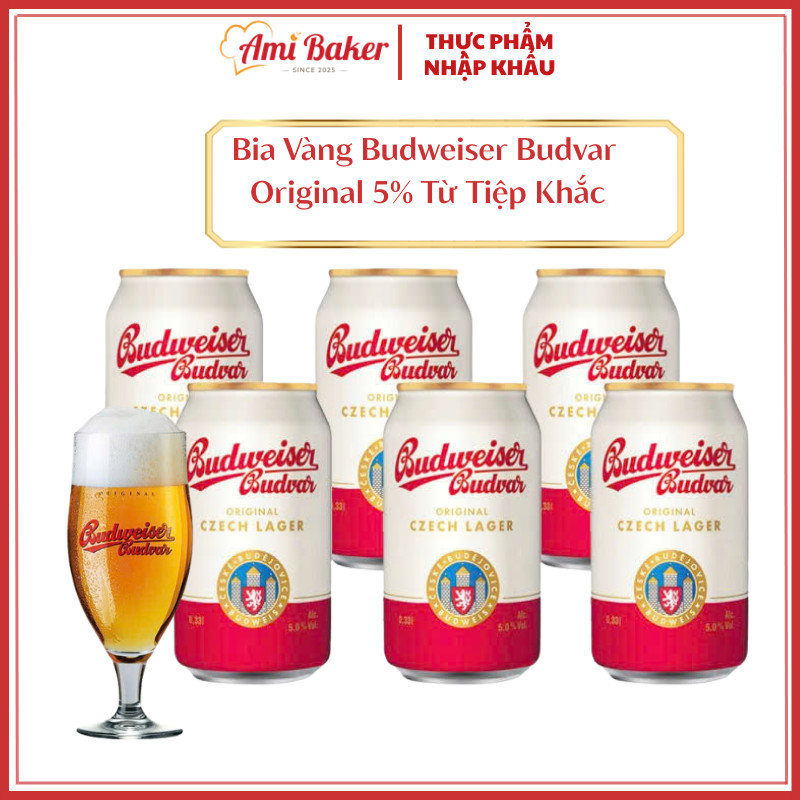 [Chỉ Giao Hỏa Tốc HN] Bia Vàng Budweiser Budvar Original 5% - Lon 330ml Bia Tiệp Truyền Thống