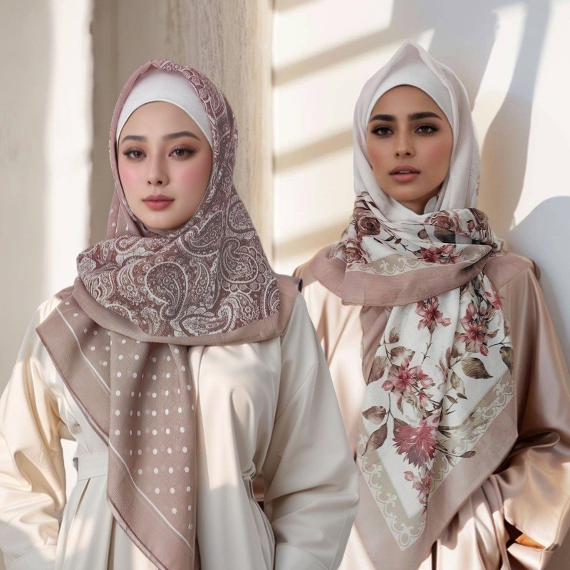 Sợi Barry In Khăn Quấn Cạnh Vuông Khăn Quàng Cổ Điển Thời Trang Bandana Khăn Choàng Malaysia Bandana