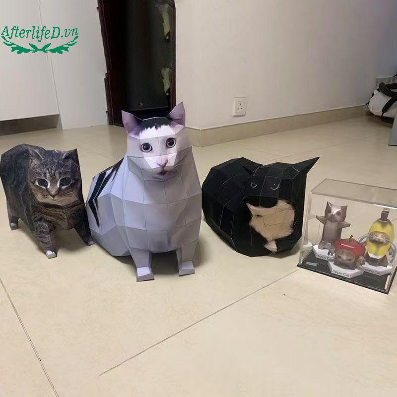 AF 1 Fun Stereo Origami Animal Poster Oiiao Cat Huh Cat Maxwell Cat Handmade DIY Paper Model Childre