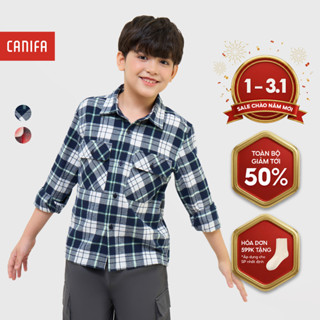  Áo sơ mi bé trai CANIFA dài tay họa tiết kẻ caro 2TH25W002 