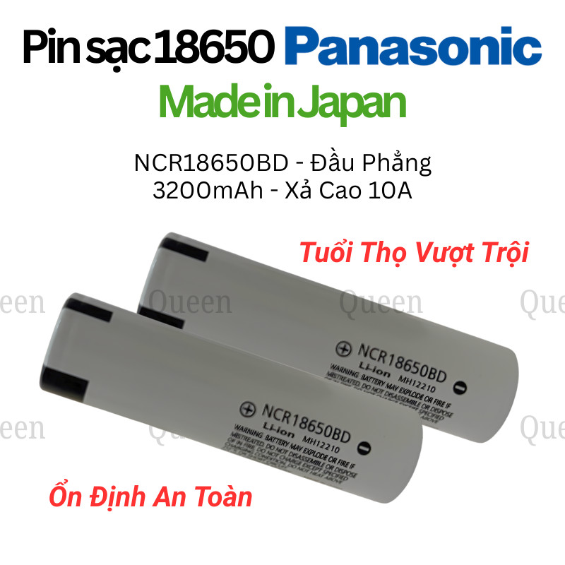 Cell Pin Mới Panasonic Xám NCR18650BD 3200mAh 3.7V Xả Cao 10A - Đầu Phẳng - Sản xuất tại Nhật Bản