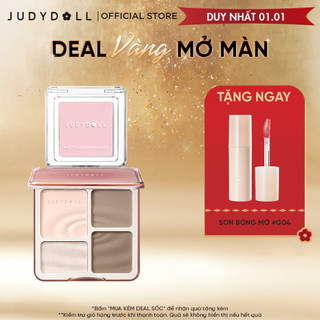   Combo 2  Bảng Tạo Khối Bắt Sáng Highlight JUDYDOLL 4 Ô Thời Thượng & Phấn Má Hồng Đơn Sắc Tự Nhiên Đa Năng 