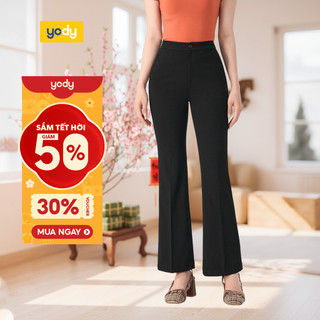  🌸SALE TẾT🌸 Quần âu nữ YODY ống loe lưng cao tôn dáng chất co giãn thoải mái QAN7036 cần ẩn 