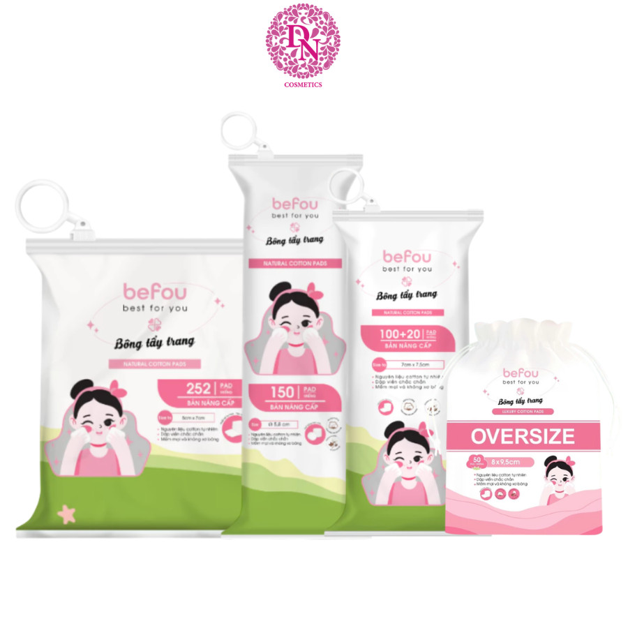 Bông tẩy trang Befou Natural Cotton Pads 100% cotton mềm mại