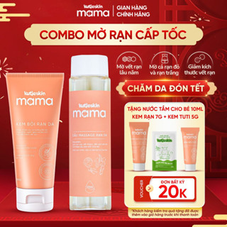   COMBO MỜ RẠN CẤP TỐC  Kem Rạn Da 50G + Dầu Rạn Da 125ML KUTIESKIN MAMA Mờ Rạn Đỏ Và Rạn Trắng KT06 