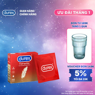  Bao cao su Durex Fetherlite siêu mỏng size 52.5mm 3 bao hộp 