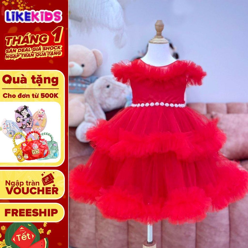 Đầm công chúa 2 tầng cho bé gái kiểu dáng XÙ LikeKids L14