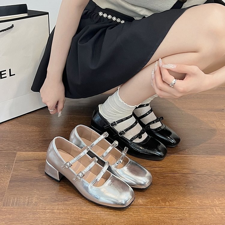 Giày cao gót JA3 Mũi vuông dày thời trang Mules Size 35-40