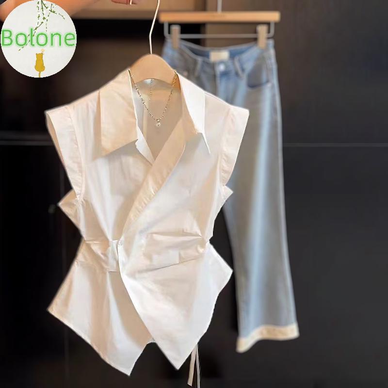 Bolero Phong Cách Pháp Sleeveless Cinching Waist Top Dành Cho Nữ