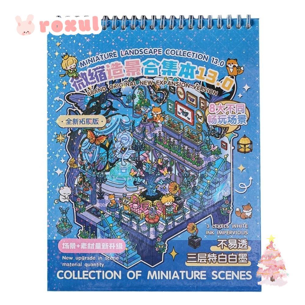 ROXUL Visual Stacking Sticker, PET DIY Crafting Mini Scene Sticker, Dễ Thương 15 Tờ 8 Cảnh Phong Các