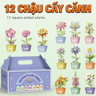 Aoduoyaya - Set 12 Bộ Lắp Ráp Hoa & Sen Đá Mini, đồ chơi xây dựng, Quà Tặng Sinh Nhật Cho Bé