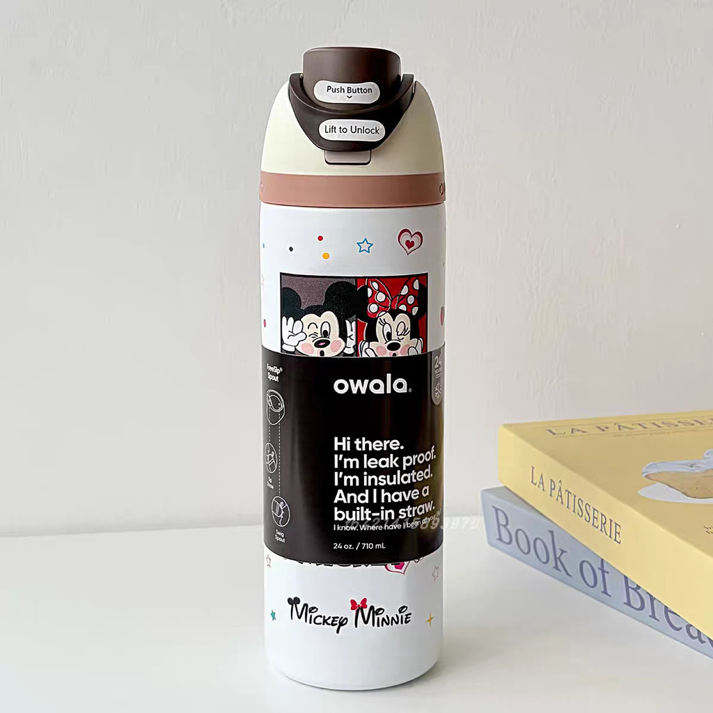 Túi xách miễn phí Bàn chải rơm dự phòng Owala Tumbler Chuột Mickey Tumbler 24oz 710ml- Bình nước các