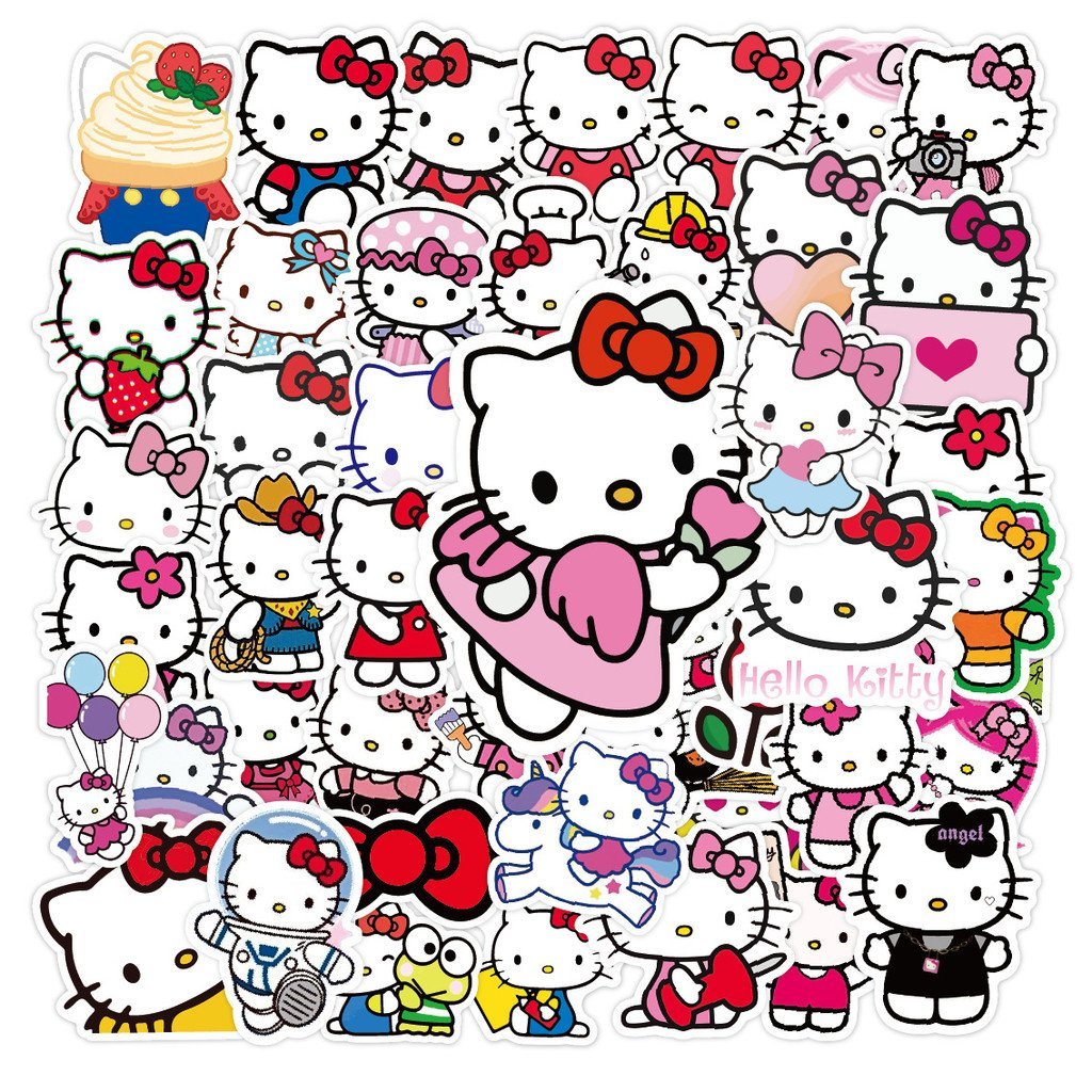 50 Tờ Hello Kitty Hello Kitty Dán Vali Dễ Thương Notebook Trẻ Em Hoạt Hình Dán Bán Buôn