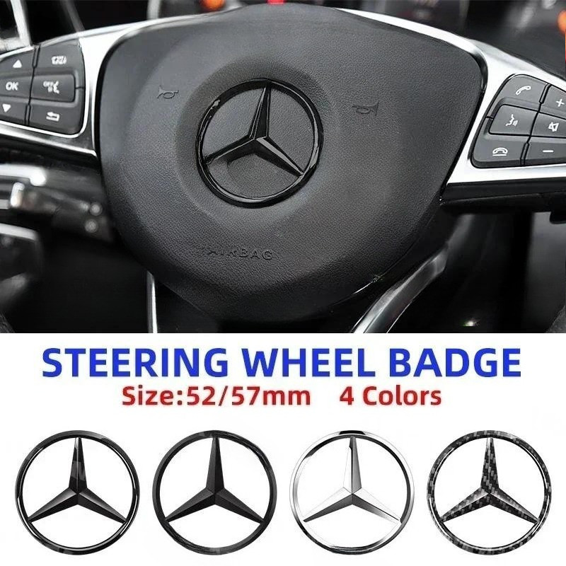 W204 2025 Hot Car Cho Xe Mercedes Benz AMG 1 52mm 57mm Vô Lăng Xe Ký Hiệu Miếng Dán Cho Xe Mercedes 