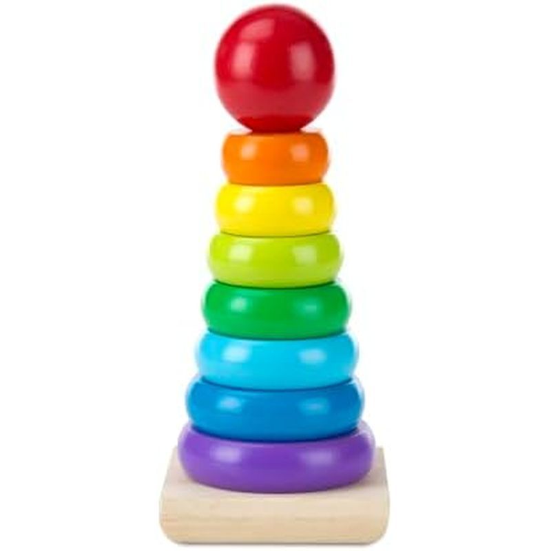 Melissa & Doug Rain Stacker Wooden Ring Educational Toy - Wooden Stacking Rings, Stacker Toys for To