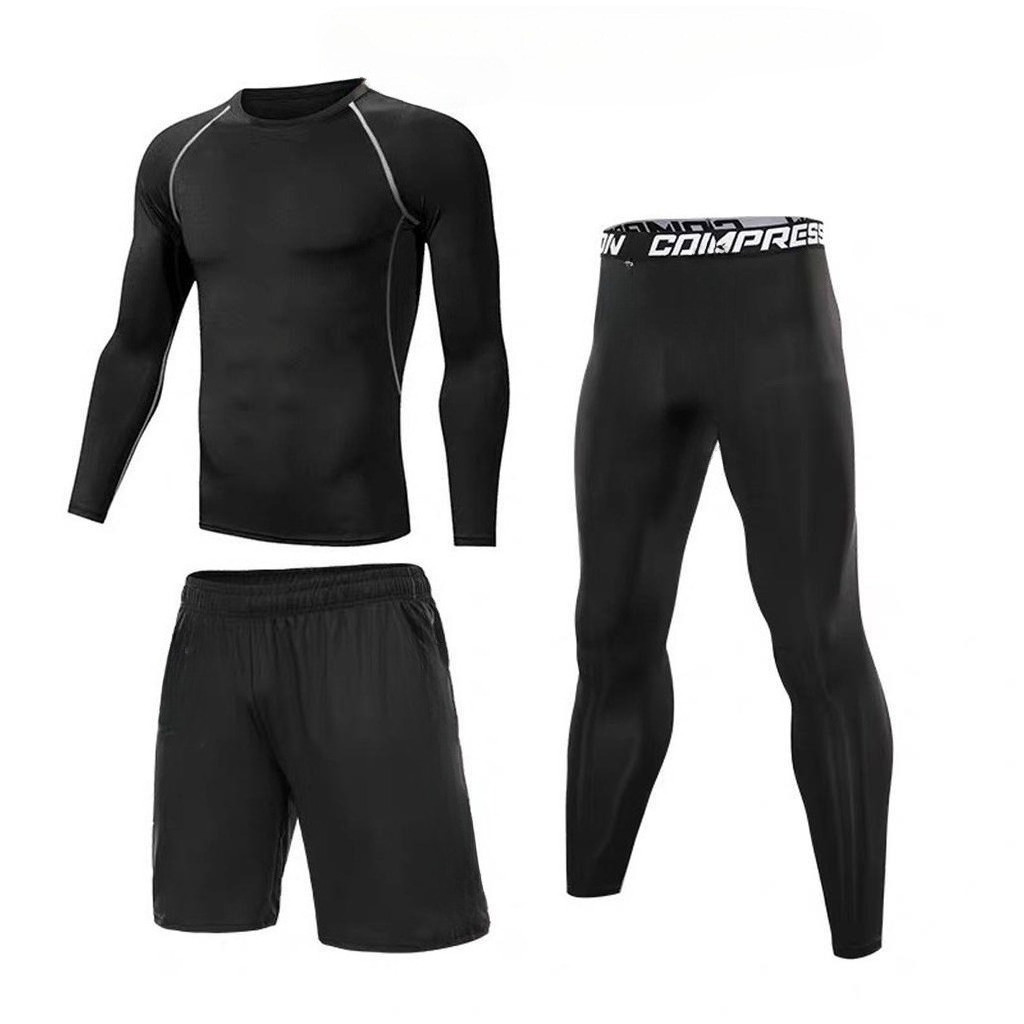 Long Sleeve Heat Keeping Clothes Kit 3 IN 1 Professional Gym Running Kit HGBOXER