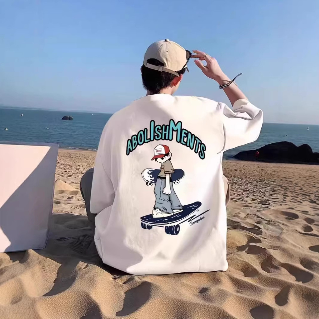 2026 Summer New Cartoon Short Sleeve T-shirt Men's Loose Top Boys Youth Fashion Printed Half Sleeve 