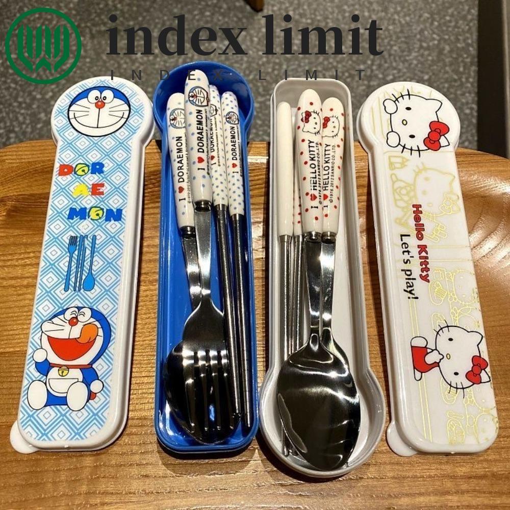  index limit Bộ ba món Đũa INDEX LIMIT, Thìa hoạt hình Anime bằng thép không gỉ, Quà tặng nĩa Kitty 