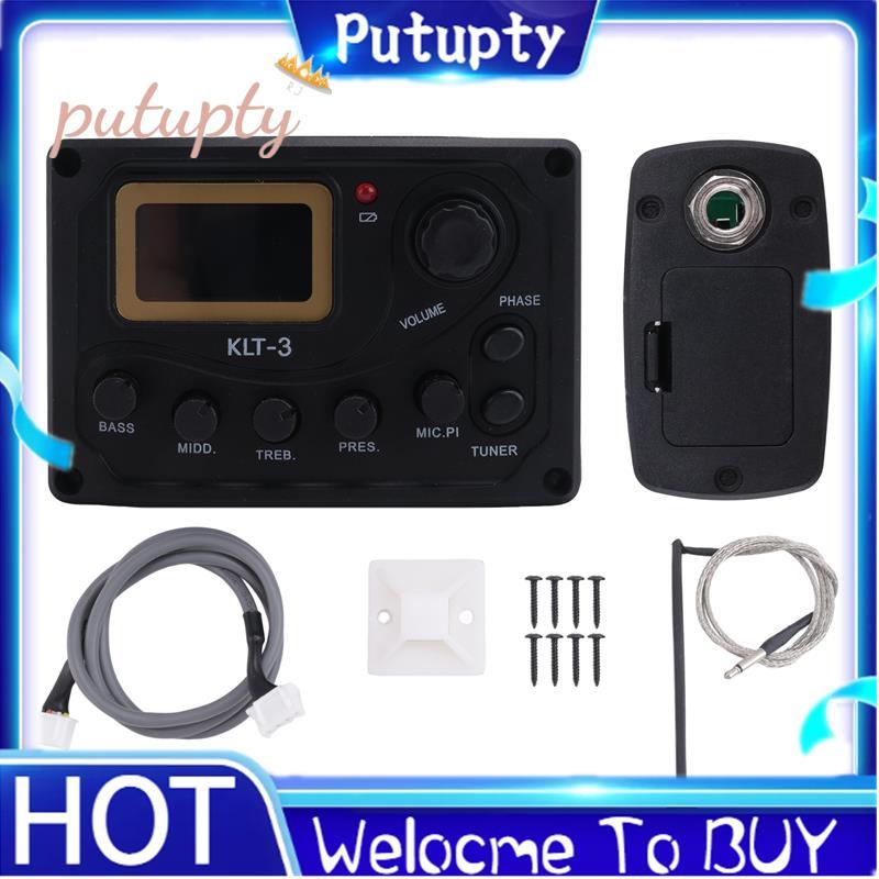 4 Band EQ Equalizer -3 Acoustic Guitar EQ Preamp với Digital Tuner Guitar Pickup