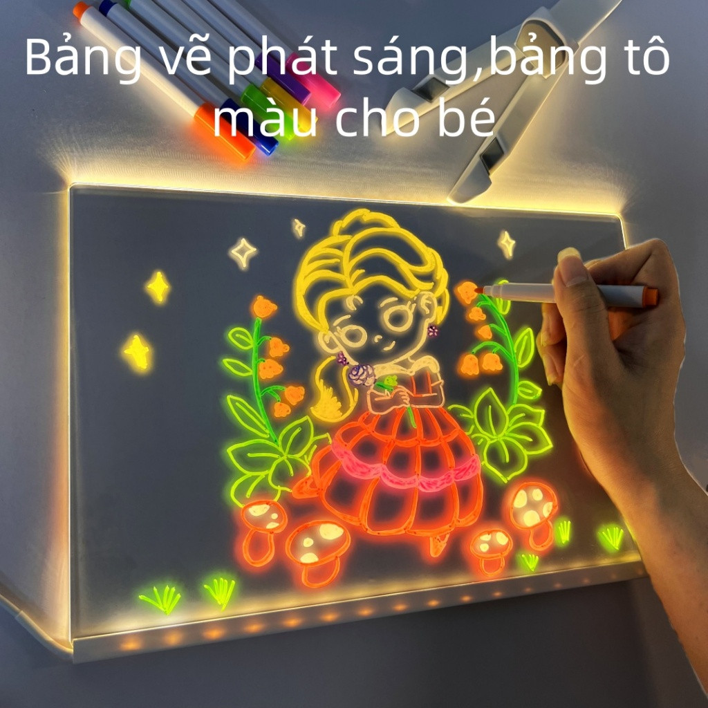 Bảng Vẽ Phát Sáng 2in1 Cho Bé Có Thể Xóa – Bảng Tô Màu Kèm Đèn Ngủ, Quà Tặng Cho Bé Trai Bé Gái