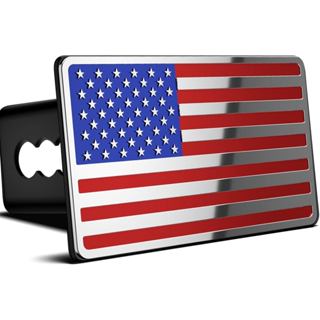 Vỏ bọc dây kéo 2 inch có cờ Mỹ, Vỏ bọc dây kéo bằng kim loại nặng Phù hợp cho đầu thu 2 inch, 3 * 5 "Xanh / Đỏ / Chrome