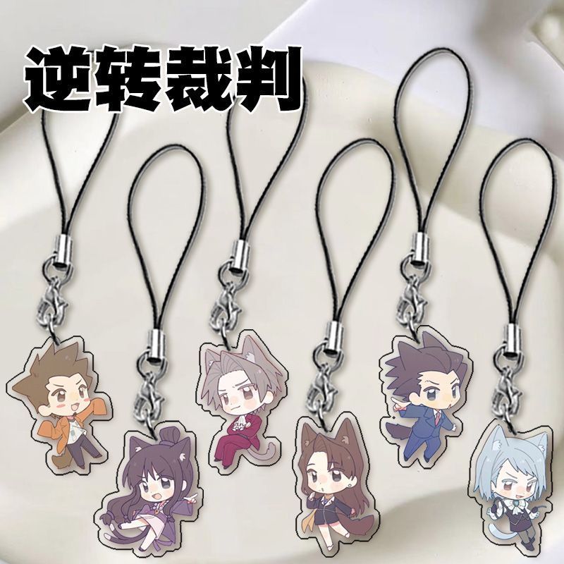 Phoenix Wright Ace Attorney Keychain Man Acrylic Charms Chain for Pants Woman Key Chain Pendant Girl