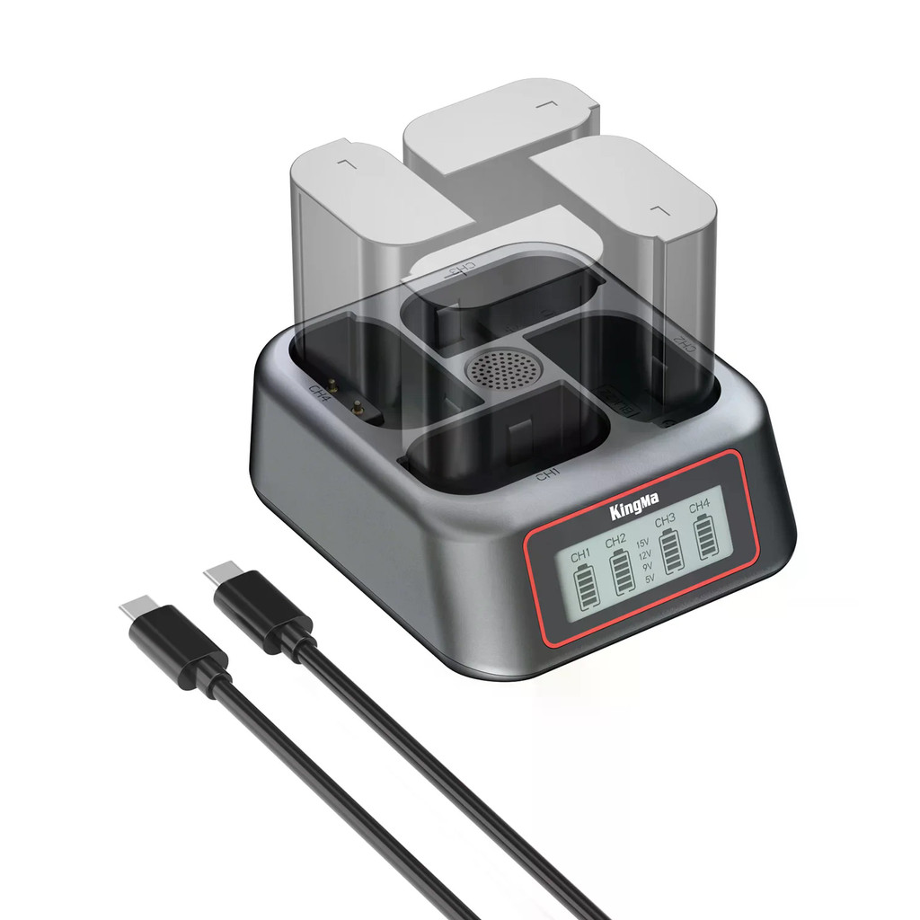 Bộ sạc nhanh 4 khe 45W PD USB-C cho DMW-BLK22 w / LCD, cho Panasonic GH7, S9, GH6, S5 IIX, S5 II, G9