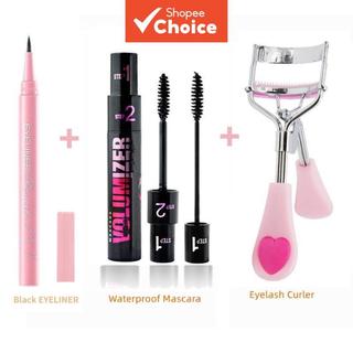  Dụng cụ trang điểm uốn mi 3 trong 1 Bộ mắt chống nước bao gồm Mascara Bút kẻ mắt Bút chì kẻ lông mày 