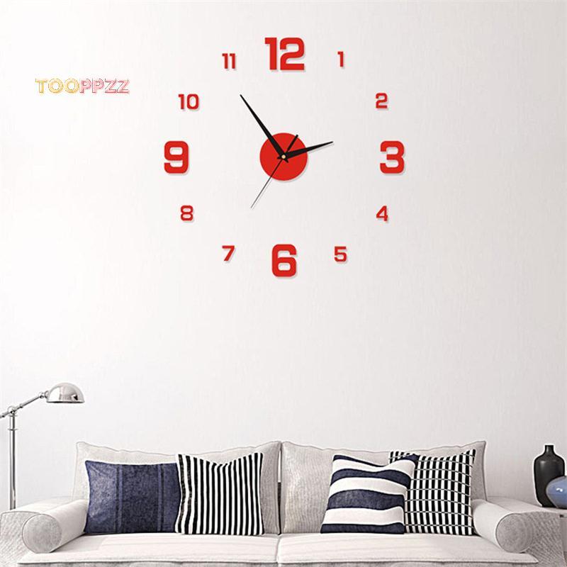 tooppzz Modern 3D Wall Clock Mirror Stickers new