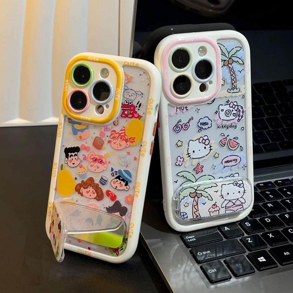 Minh họa Shin-Chan Coconut Katie Mirror Bracket Thích hợp cho Apple 16 Vỏ điện thoại iphone14promax 