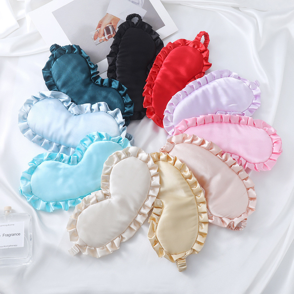 【Ready Stock】 Artificial Silk Lace Eye Mask Ruffled Outdoor Travel Lunch Break Blackout Sleep Eye Ma