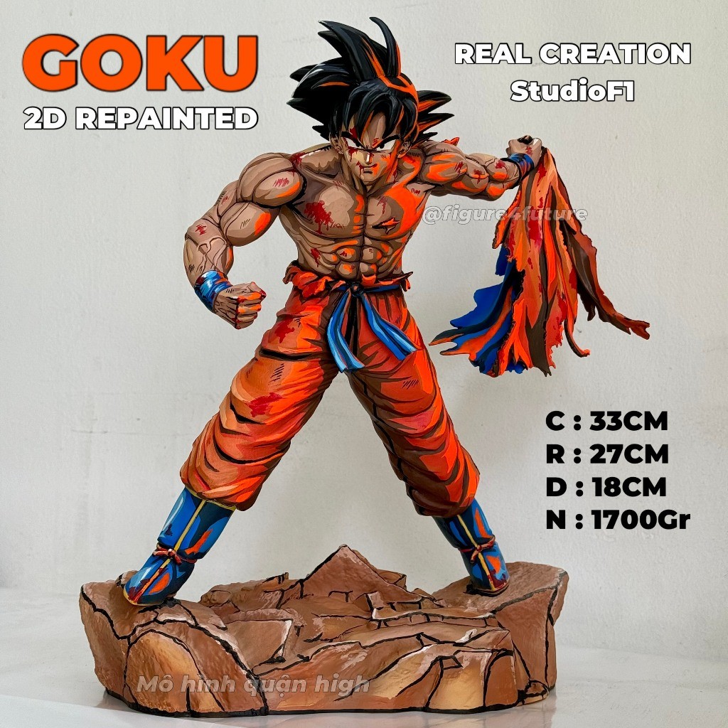 (2D repaint) Mô hình nhân vật Son Goku xé áo cao 33CM - mô hình Goku sơn 2D - Goku Real creation stu
