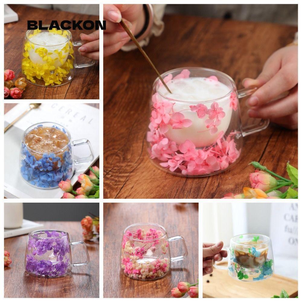 Ly thủy tinh hai lớp BLACKON, Thủy tinh có tay cầm Cốc cà phê, Cốc Latte lạnh hai lớp Cappuccino Hom