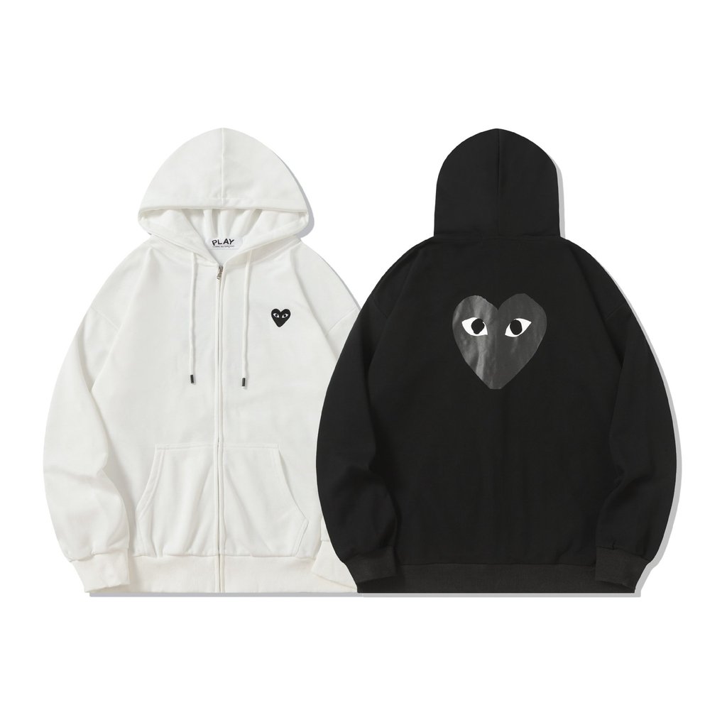 WYVX PLAY Zipper Jacket Autumn Winter New Couple Japanese Style Loose Cardigan Hooded Sweatshirt Cou