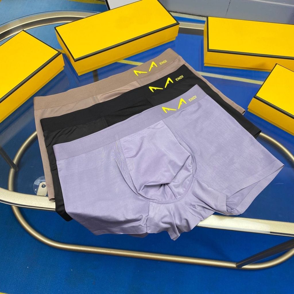Fendi 2163 - Quần Lót Nam Cotton Nguyên Chất Liền Mạch, Thoáng Khí và Thấm Mồ Hôi